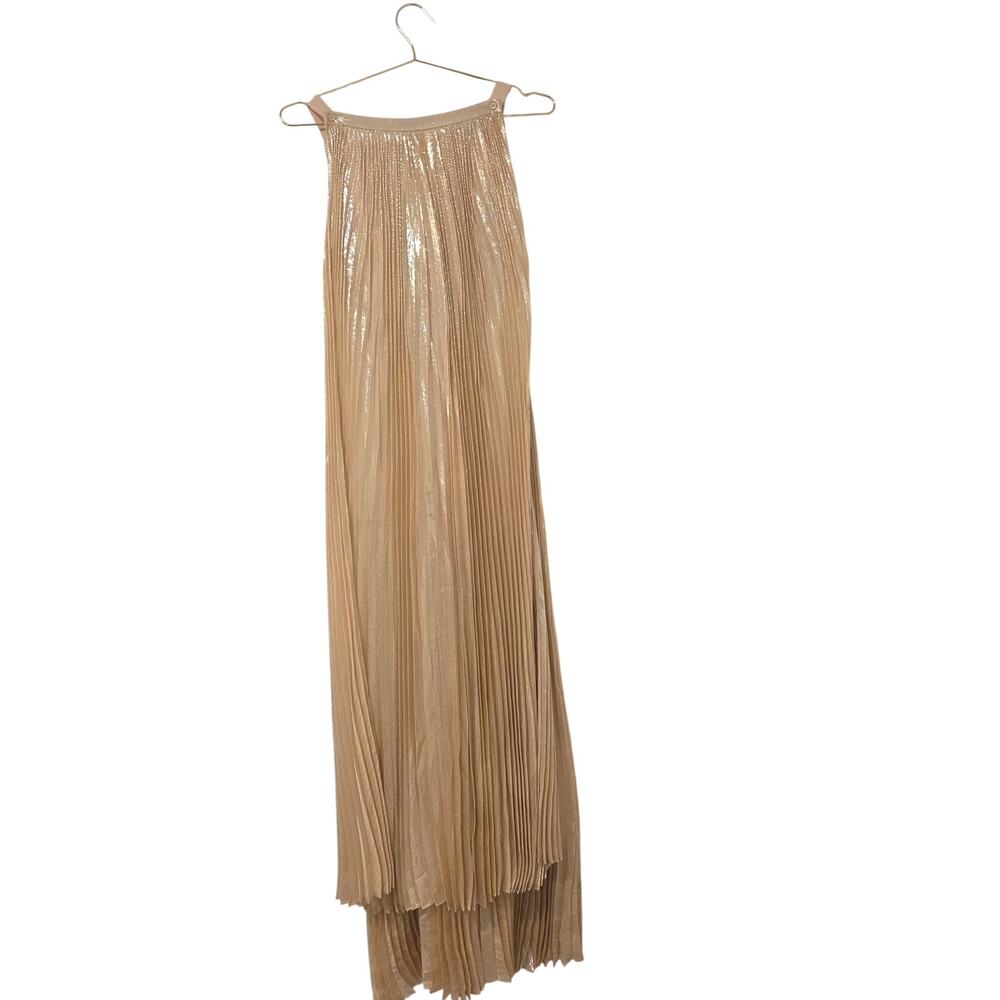 Alice + Olivia Rosalie Wide leg silk blend pleated gold jumpsuit size 0 - Picture 8 of 11